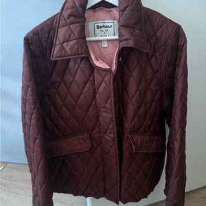 Barbour Brown Puffer Jacket Quilted Design